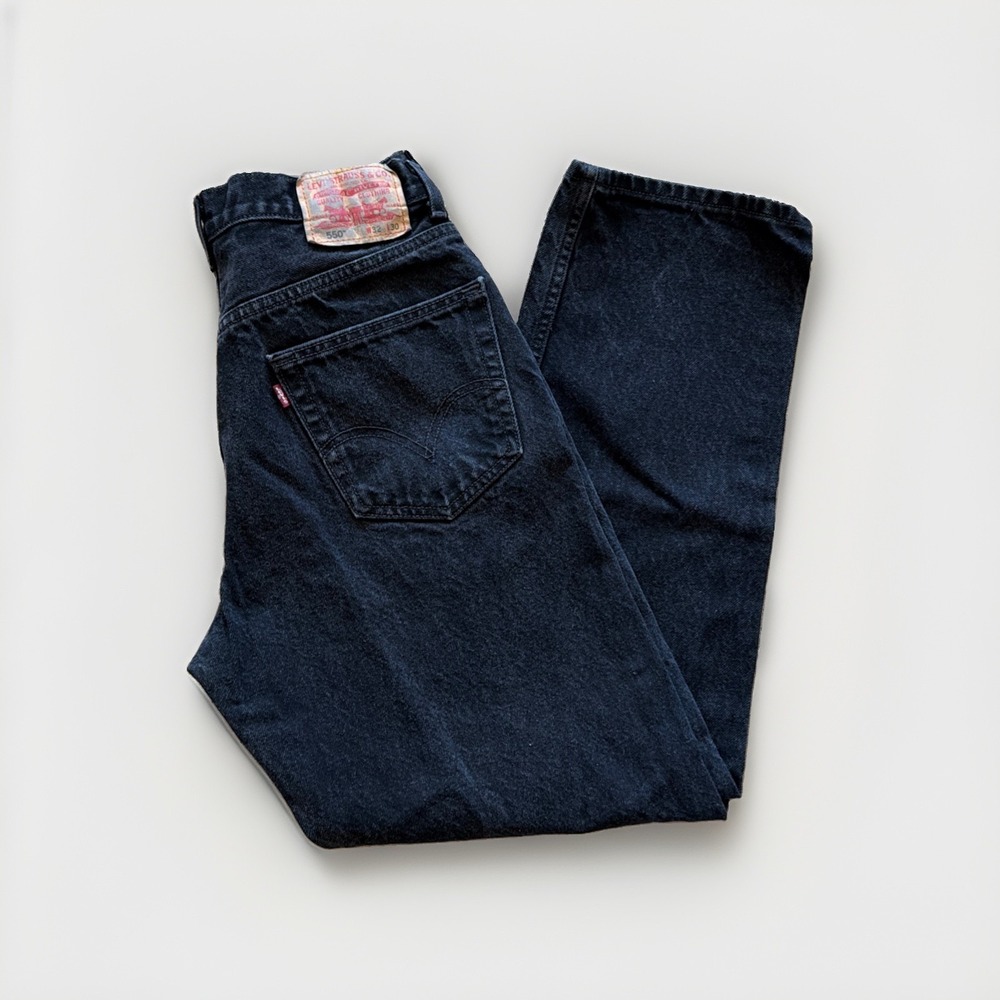 Vintage Levis 550 Jeans Mens 32 x 30 Relaxed Fit Black Denim Tapered Leg Y2k